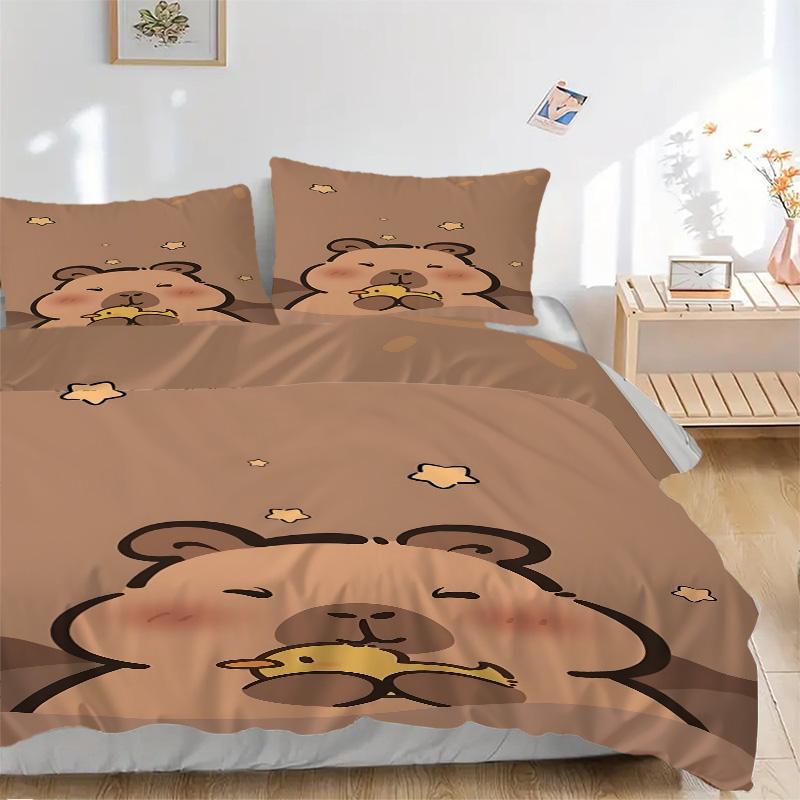Bear Yellow Duck Print 3Pcs Bedding Setduvet Cover With 2 Bedropillowcase Home Birthday Gift