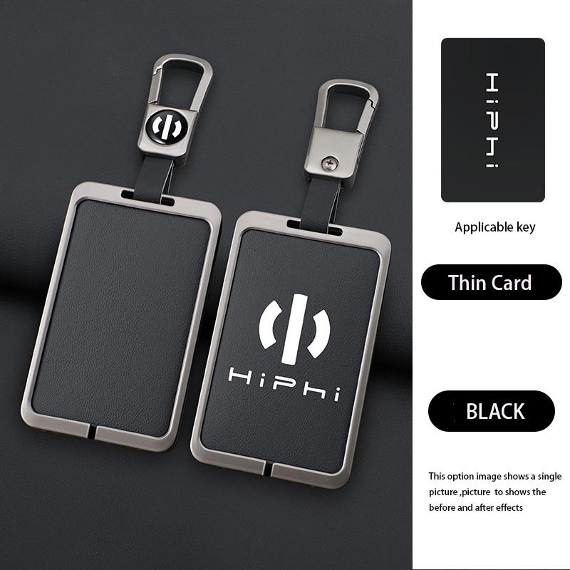 Zinc Alloy Leather Car NFC Card Key Case Protection Full Cover Keyless Shell For HIPHI X 2023 Hiphi Z Auto Keychian Accessories