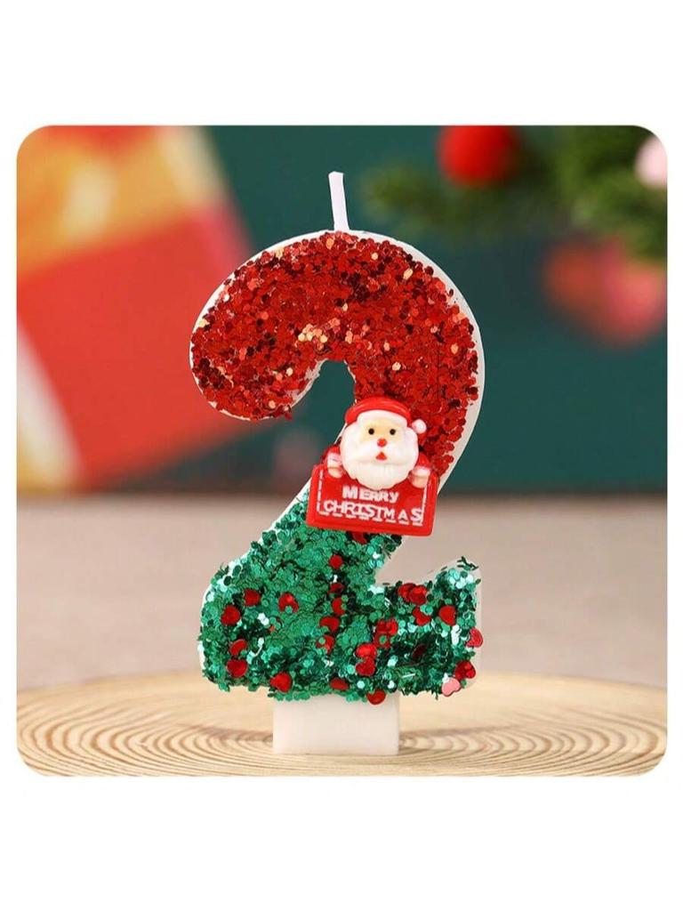 Christmas 0-9 Number Candle 3D Page Cartoon Character Children Party Cake Plug-in Birthday Cake Decoration Gift