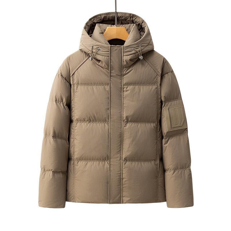 Short Hooded Down Jacket Men's Bread Jacket Teen Casual White Duck Down Thickened Warm