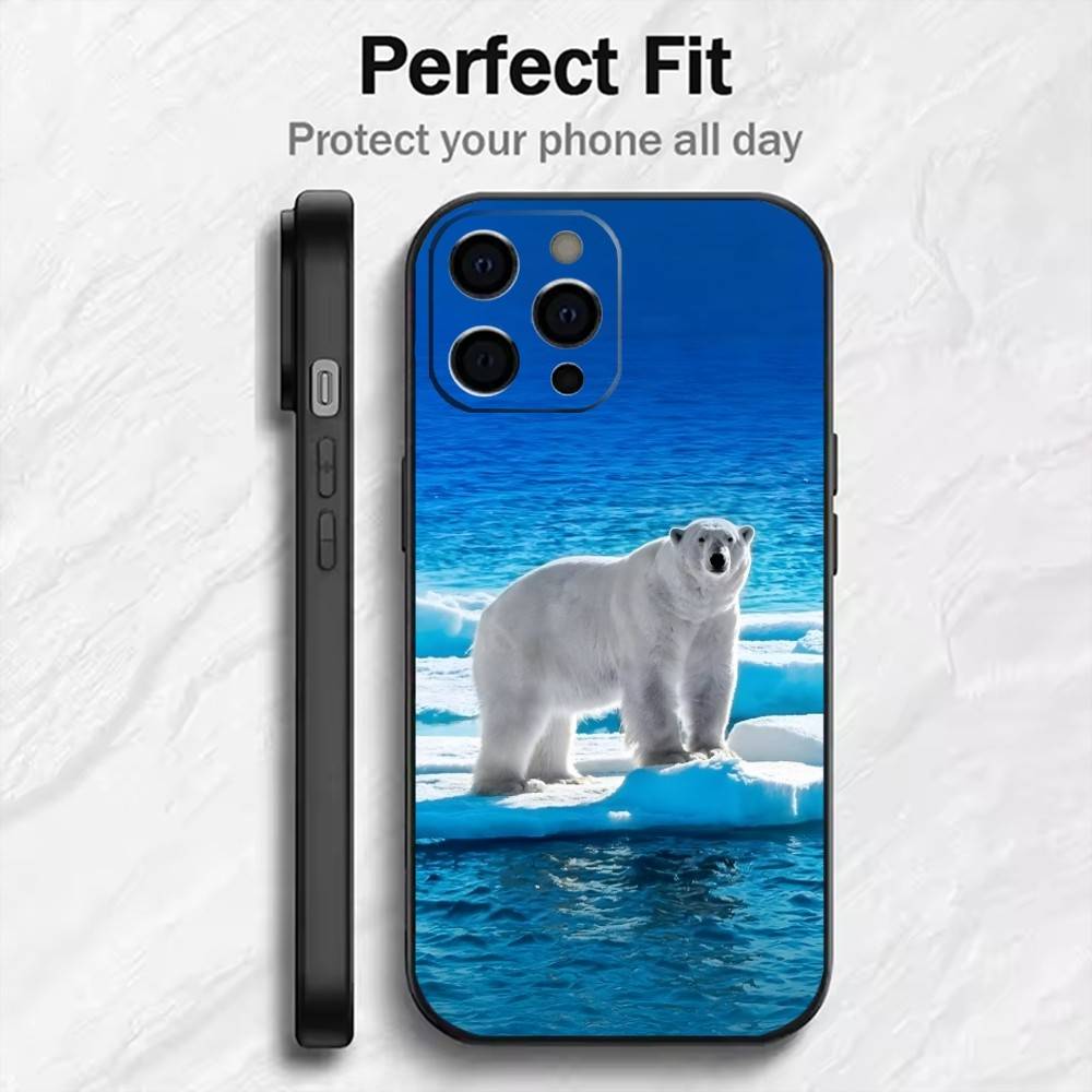 Polar Bear Master of the Arctic Phone Case For iPhone17,16,15,14,13,12 Plus,Max Soft Silicone Black Cover