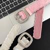 Square Buckle Rhinestone Belt PU Leather Women Waistband Vintage Lace Belt  Female