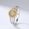 Винтажное Инкрустированное Белым Фианитом Подсолнух Женское Кольцо Дизайн Золотой Цвет Ручная Резьба Повседневное Ношение Вечеринка Украшения Подарок на Годовщину