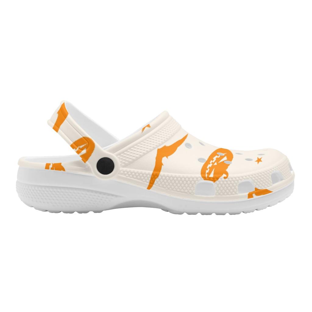 Printed White EVA Garden Shoes Unisex Lightweight Breathable Slip On Clogs Beach Pool Bathroom Home Summer Beach Sandals