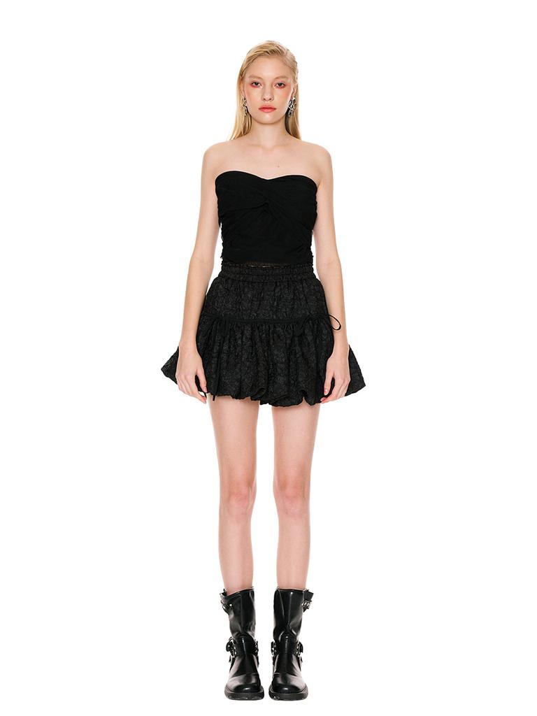 Greedius Textured Tiered Mini Skirt