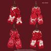 Korean Style Red Knitted Scarf: Winter Warm Unisex with Little Rabbit Design for Women and Kids