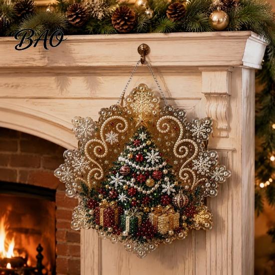 Clear Acrylic Decorative Accents Christmas Pendant with Metal Chain, Double-sided Printed 2D Snowflake Gift Ornaments for Family And Friends Pendant,