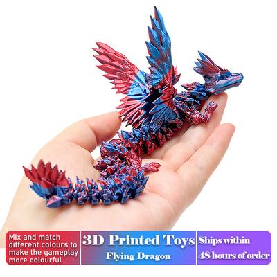 Напечатанный на 3D-принтере дракон с подвижными крыльями - Аксессуар для офисного стола, Креативный домашний декор, Идеальный рождественский подарок