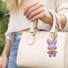 New PU Leather Bunny Keychain Bow Decoration Versatile Car Key Ring Solid Color Bag Charm Gift