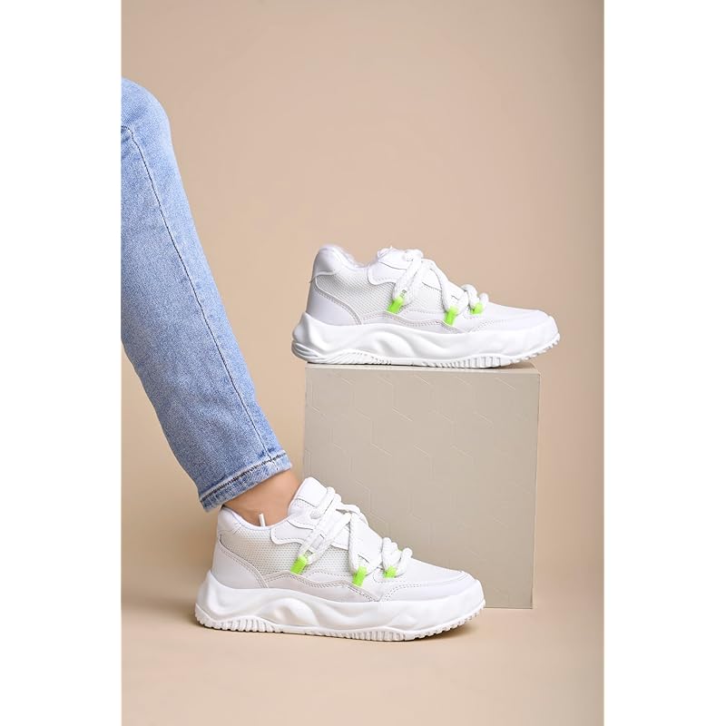 Shoetopia Casual White Sneakers For Women-Eu36