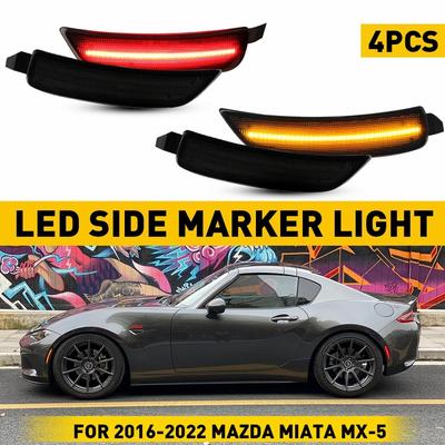 4x LED Fender Side Marker Signal Light Yellow Red for Mazda Miata MX5 2016 2017 2018 Accessories Bumper Lamp