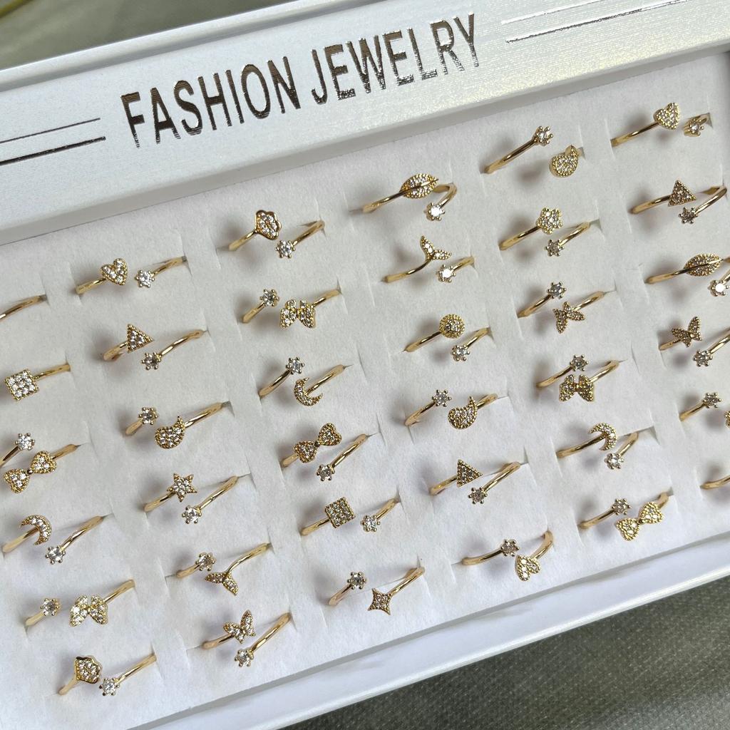 10Pcs Lady's simple zirconia ring with open setting for the index finger - formal jewelry accessory