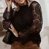 Tops Loose Sexy Hollow Design Long Sleeve Women Lace Blouses