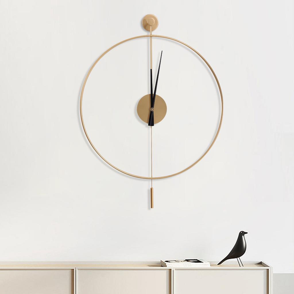 Silent Non-Ticking Wall Clock, Modern Gold Round Iron Battery Operated Quartz Movement Kitchen Living Room Bedroom Home Decor