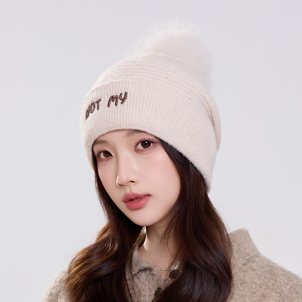 Hat Women's Winter Fleece Thickened Warm Ear Protector Pullover Hat Riding Cold-proof Versatile Face Small Knitted Wool Hat