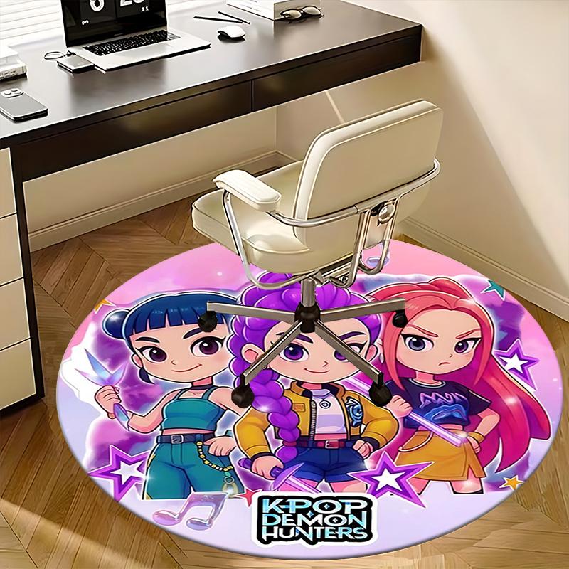 KPOP DEMON HUNTERS,Anime Characters Chair mat Round Rug Office carpet, Non slip, Suitable for Living Rooms, Bedrooms,Decor1205746a