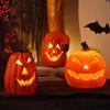 Halloween Pumpkin Lamp Spooky Light Up Pumpkin Figurine Glowing Decorative Pumpkin with LED Light for Haunted House Halloween Home Garden Decor
