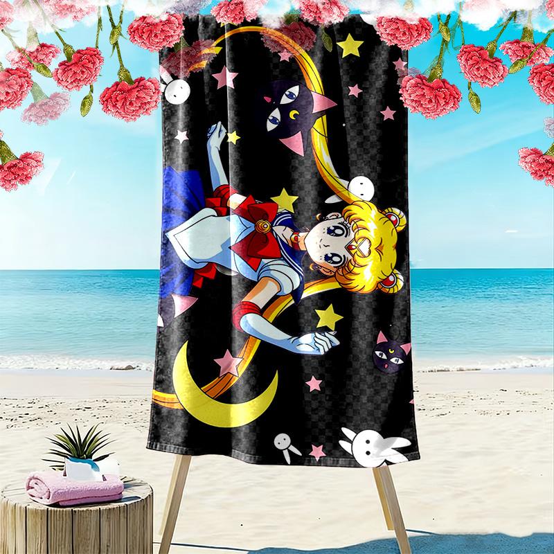 Sailor Moon3 Print Beach Towel, Large Soft Quick Dry Towel for Beach Camping Swimming