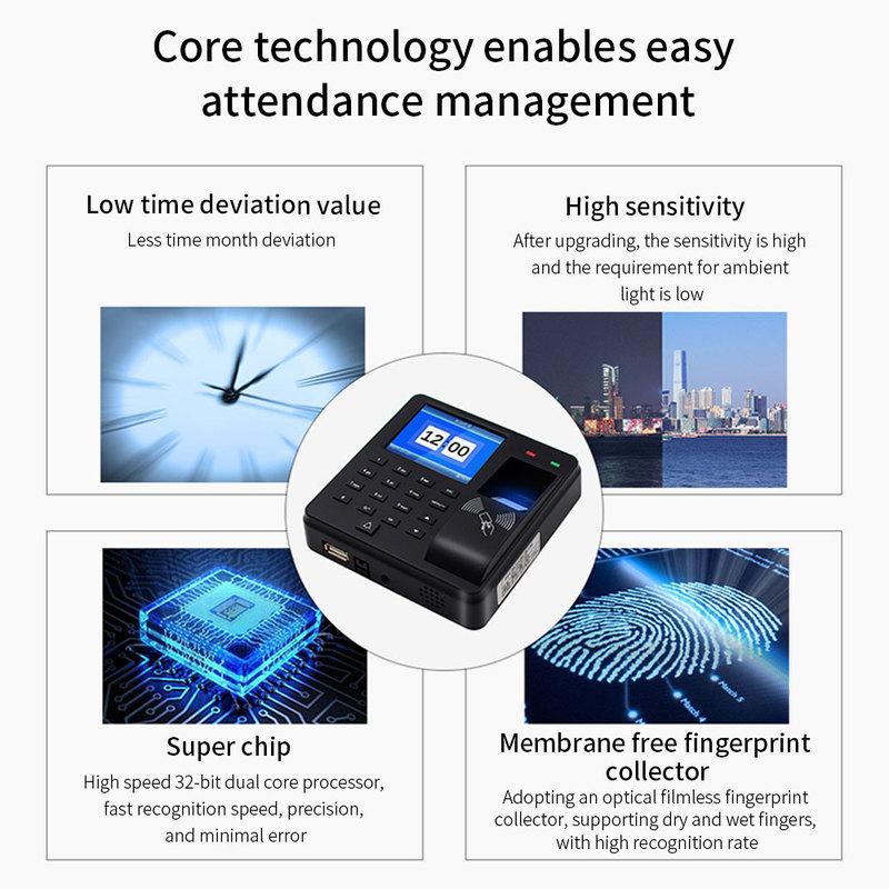 Access Control Time Attendance Machine Fingerprint Recognition/Password/125Khz RFID Card Time Clock Employee Check-in Recorder
