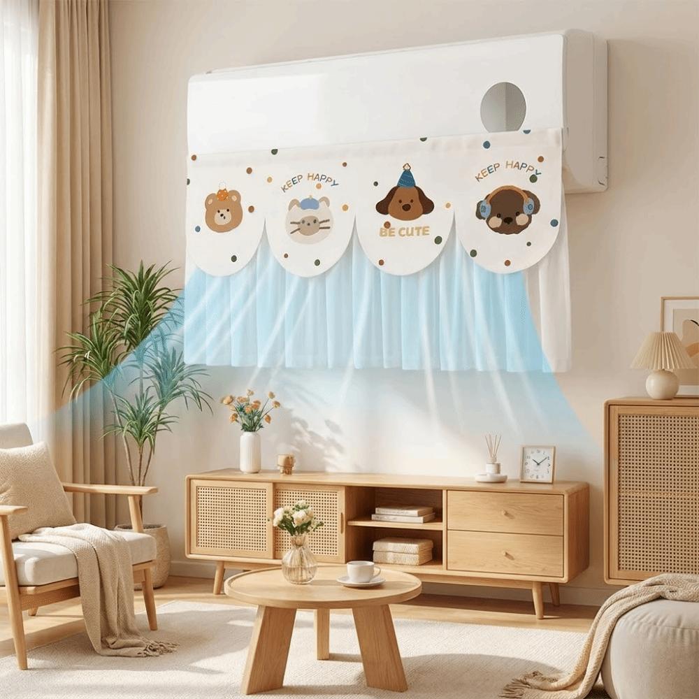 Cute Air Conditioner Guide Curtain Adhesive Cartoon Air Conditioning Baffle Office Use