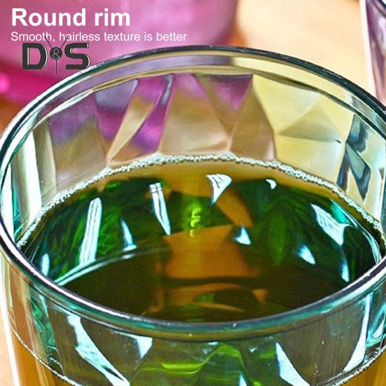 Красочные полупрозрачные стаканы для воды 310 мл, стаканы с ромбовидным узором, небьющиеся, термостойкие, без бисфенола А, штабелируемые стаканы для домашних вечеринок, ресторанов