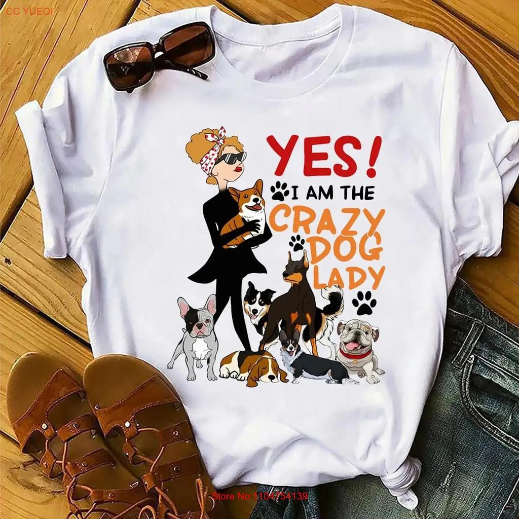 ZC16 Womens Yes I Am The Crazy Dog Lady T Shirt Funny Lover vintage Washed Stylish Casual graphic Versatile Comfortable homme