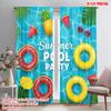 2pcs 2D Flat Printing Curtains Summer Pool Party Pineapple 100% Polyester Without Electricity Festive Wall Decor Perfect for