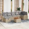 VidaXL 8-Piece Garden Sofa Set with Cushions Beige Poly Rattan 3359518