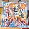 New 90cm Twill Silk Scarf Shawl Luxury Brand Graffiti Horse Print Square Scarves Women Hijabs Bandana Silk Foulards Neckerchief