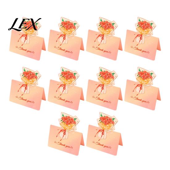 Paper Greeting Card 10Pcs 3D Bouquet Card, Thank You Best Wishes Flower Folding Floral Note for Mother's Day Father's Birthday Kit