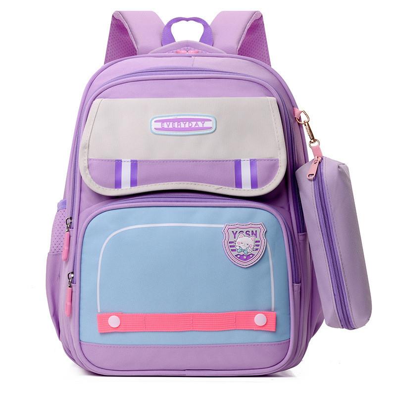 Charming Cartoon Nylon Backpack For 1st And 2nd Grade Kids With Spacious Capacity Cute Pencil Case