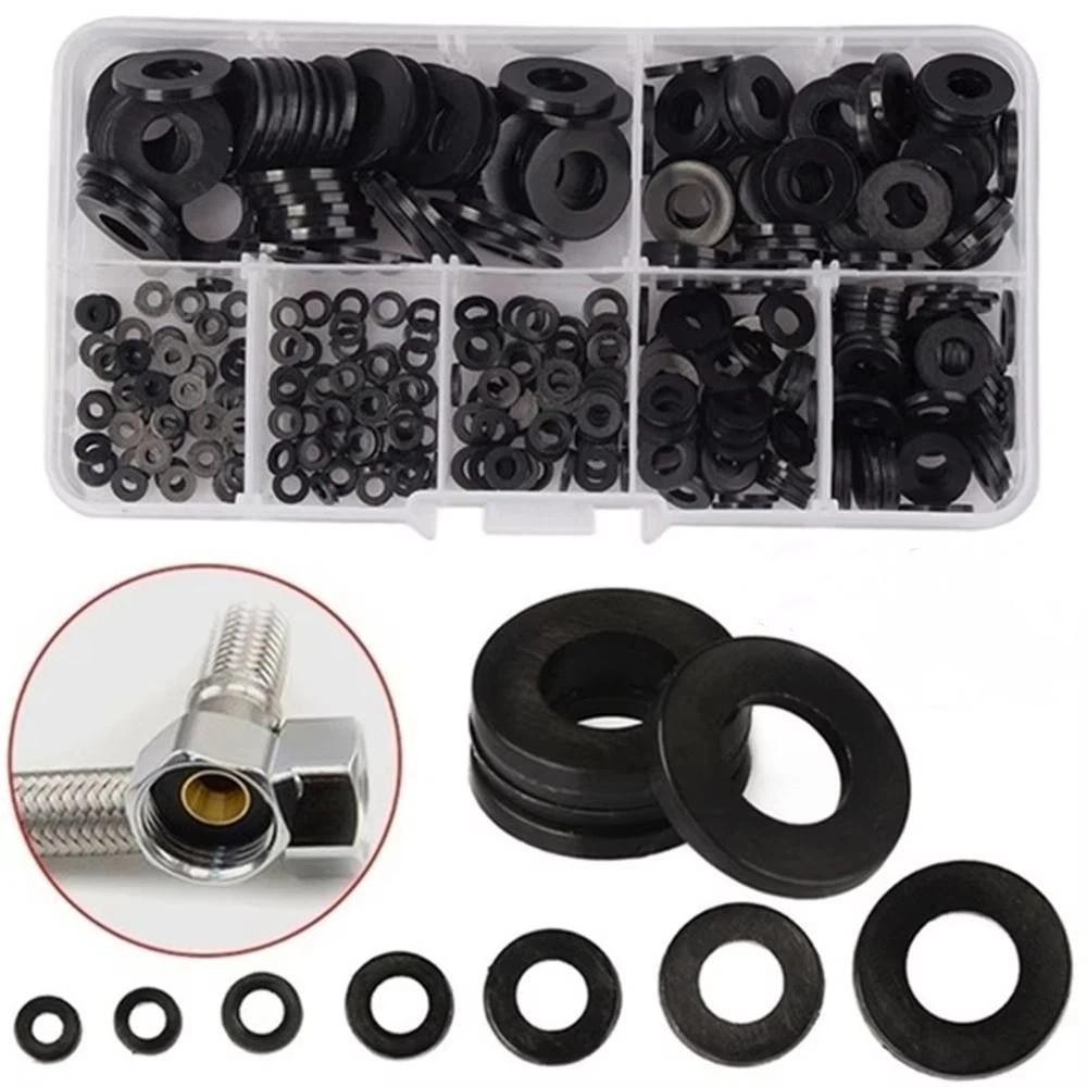 Black & White Flat Washers Flat Ring Gaskets Assortment Kit Rubber Gaskets Plumbing Pipe Repair