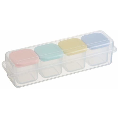 Skater Storage Container, Subdivided, Pre-made Container, Seal Container, 100ml, 4 Small, Microwave Safe with Case, Powder Pastel CCBC4C