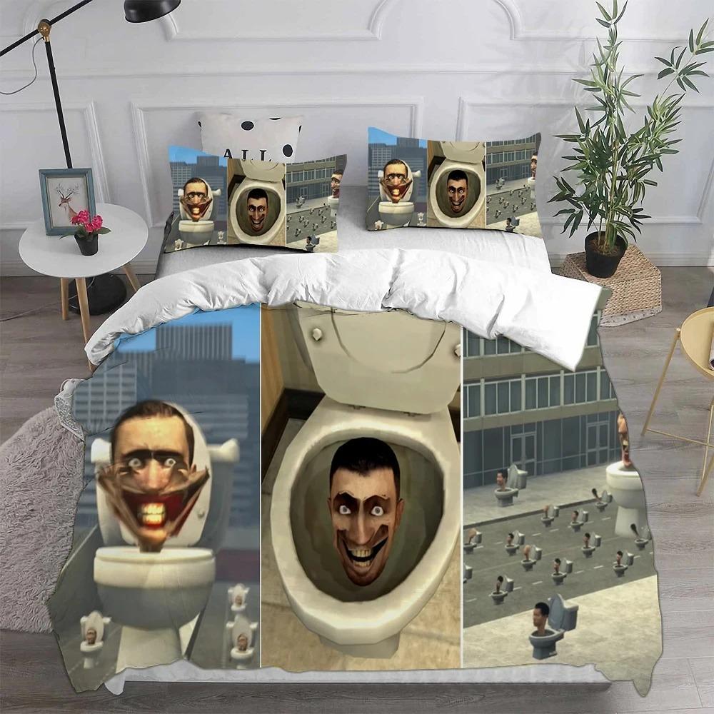 3D Печать Скибиди Туалет Арале Комплект Постельного Белья Пододеяльник Одеяло Наволочка для Мальчиков Девочек Взрослых Спальни