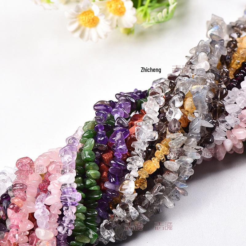 Натуральные разноцветные хрустальные бусины из крошки - Агат, Халцедон, Флюорит, Гранат