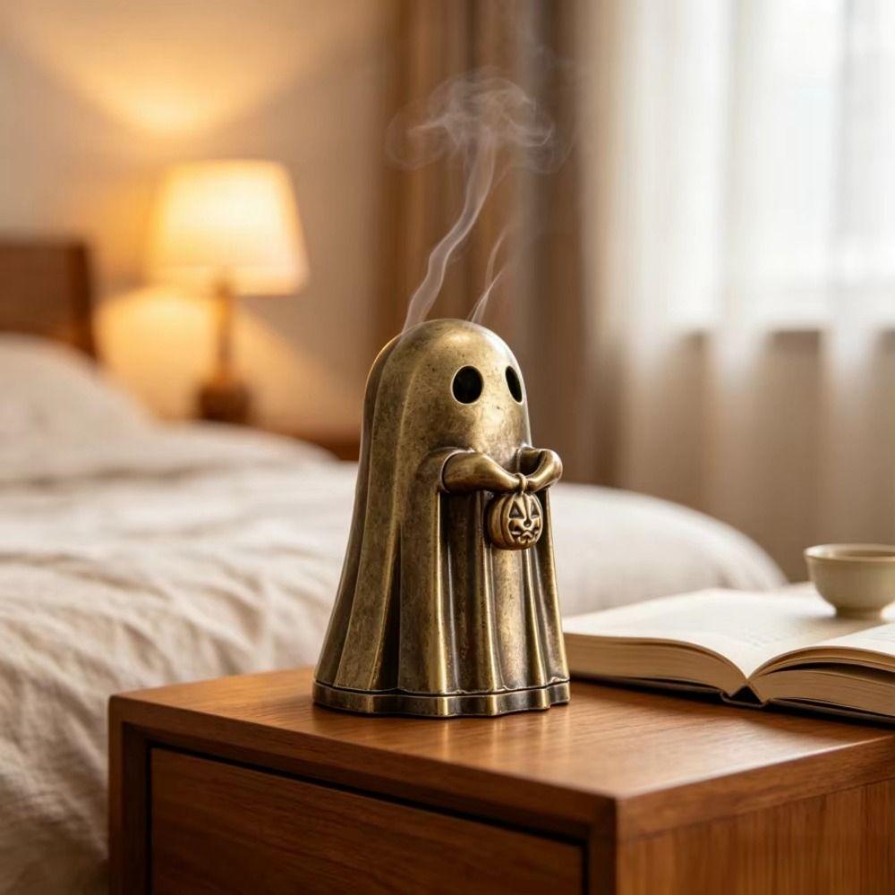 Bronze Pumpkin Ghost Incense Holder Zinc Zinc Zinc Alloy Small Specter Incense Burner Desk Decor