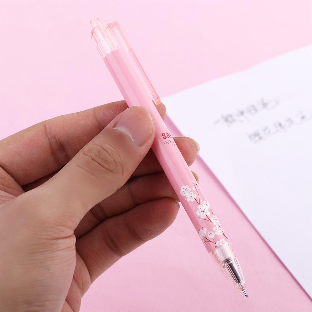 Школьные принадлежности корейские 0,5 мм черные студенческие подарочные гелевые ручки с рисунком сакуры, ручка для письма, ручка для подписи