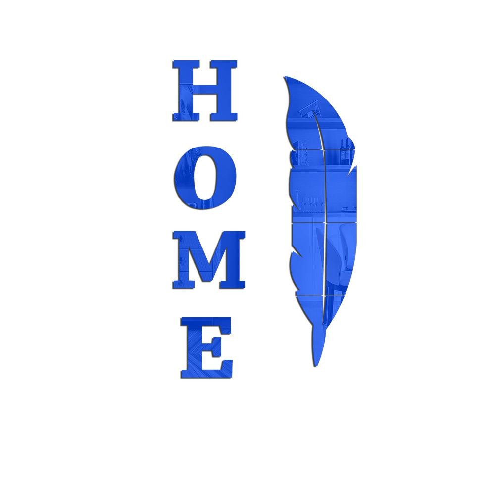 HOME Feather Mirror Wall Sticker Acrylic English Letter Self-adhesive Living Room Bedroom Creative Wall Sticker Wallpaper