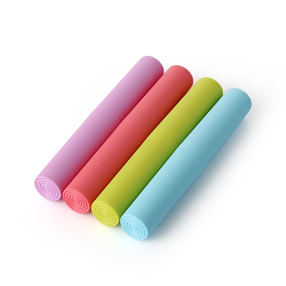 Container Travel Portable Organizer Plastic Toothbrush Holder Cylinder Case Storage Box