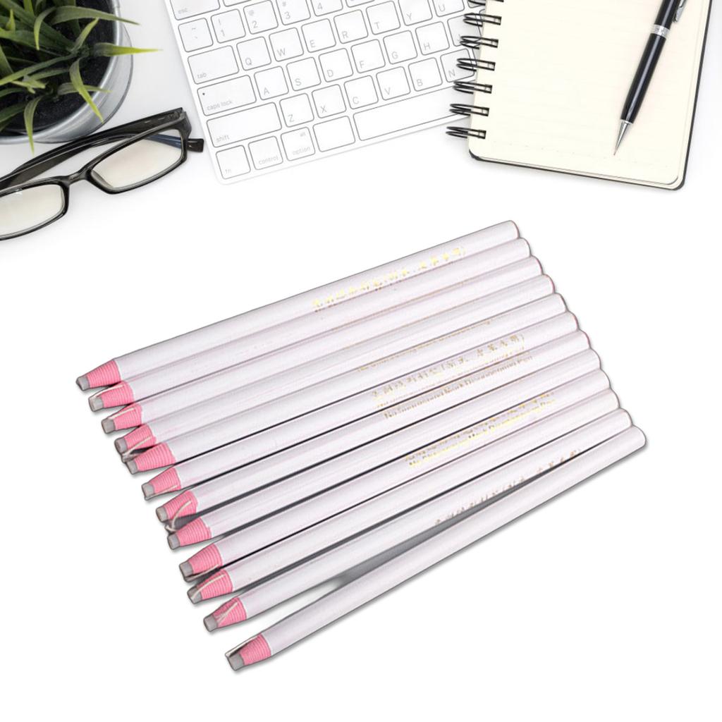 12 шт. швейных карандашей для портного, белые маркеры для ткани, без заточки, для пошива кожаных тканей, портной швейный карандаш