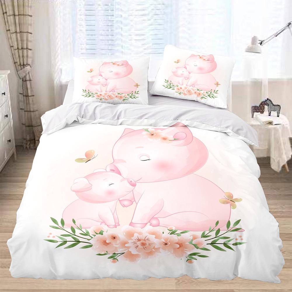 3D Cartoon Animal Themed Bedding Set with White Cute Cartoon Pattern Down Duvet and Pillowcase for Home Decoration In Children's Rooms