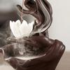 1 Set Incense Burner Elegant Design Hand Lotus Shape Backflow Incense Holder with 10