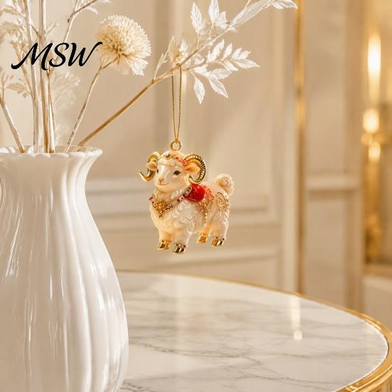 Indoor Holiday Decorations 2D Flat Christmas Sheep Hanging Ornament with Lanyard, Acrylic Office Tree Pendant for Home Party Festive Decor And