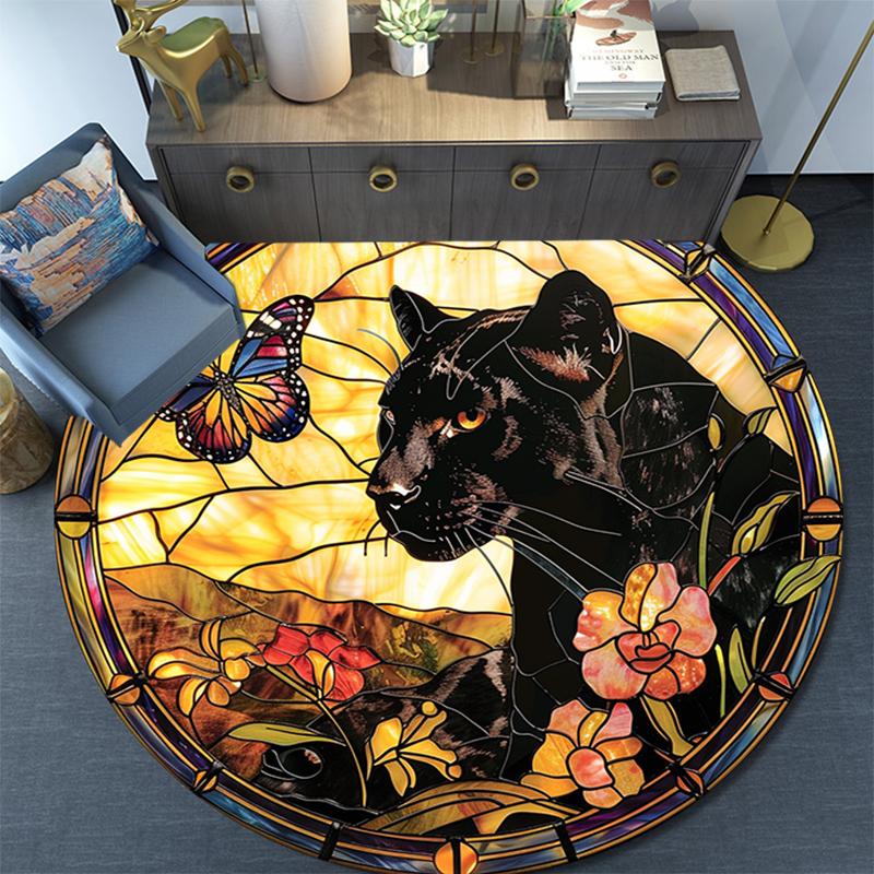 Круглый ковер с мультяшным принтом, ковер для гостиной, спальни, дивана, игровой комнаты, декор, нескользящий коврик для пола