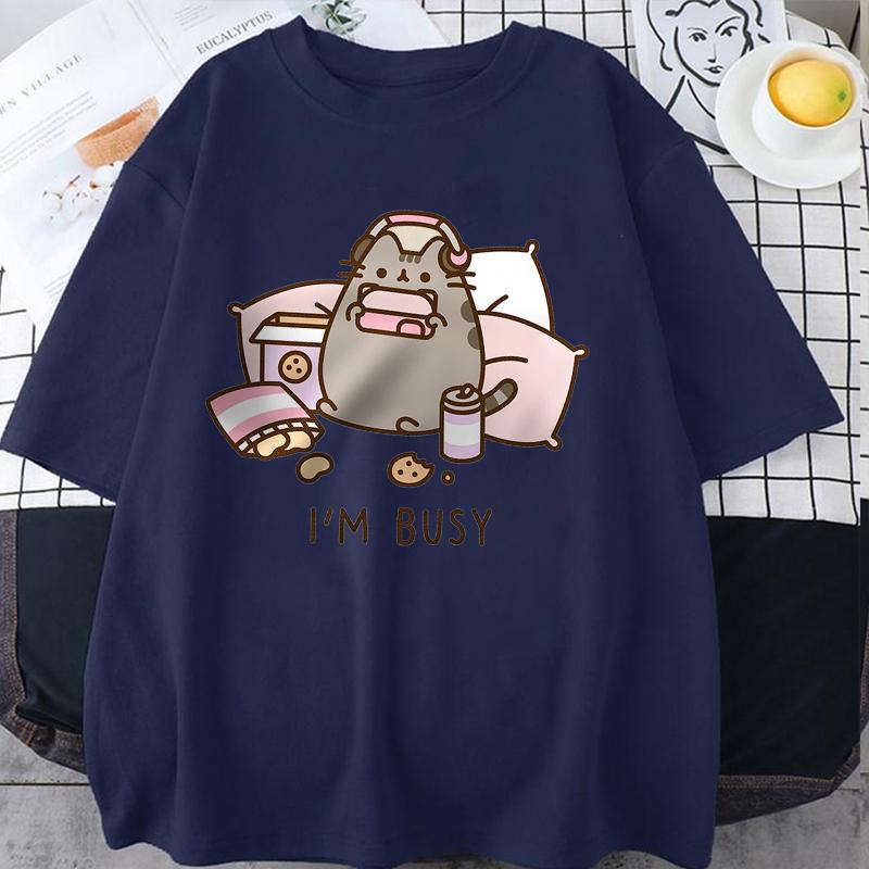Новый Извините, я занят Кот играет в игры в наушниках Мужская Женская Футболка Высокое Качество Брендовая Одежда Свободные Футболки Топы Пара