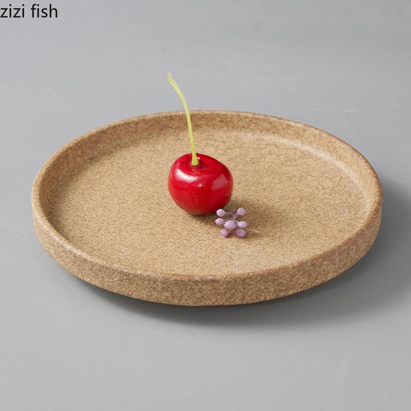 Vintage Kiln Changes Ceramic Straight Edge Plate Restaurant Steak Plate Dessert Sushi Plate Molecular Food Creative Tableware