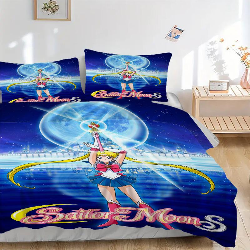 Sailor Moon S Adventure Print 3Pcs Bedding Setduvet Cover With 2 Bedropillowcase Home Birthday Gift