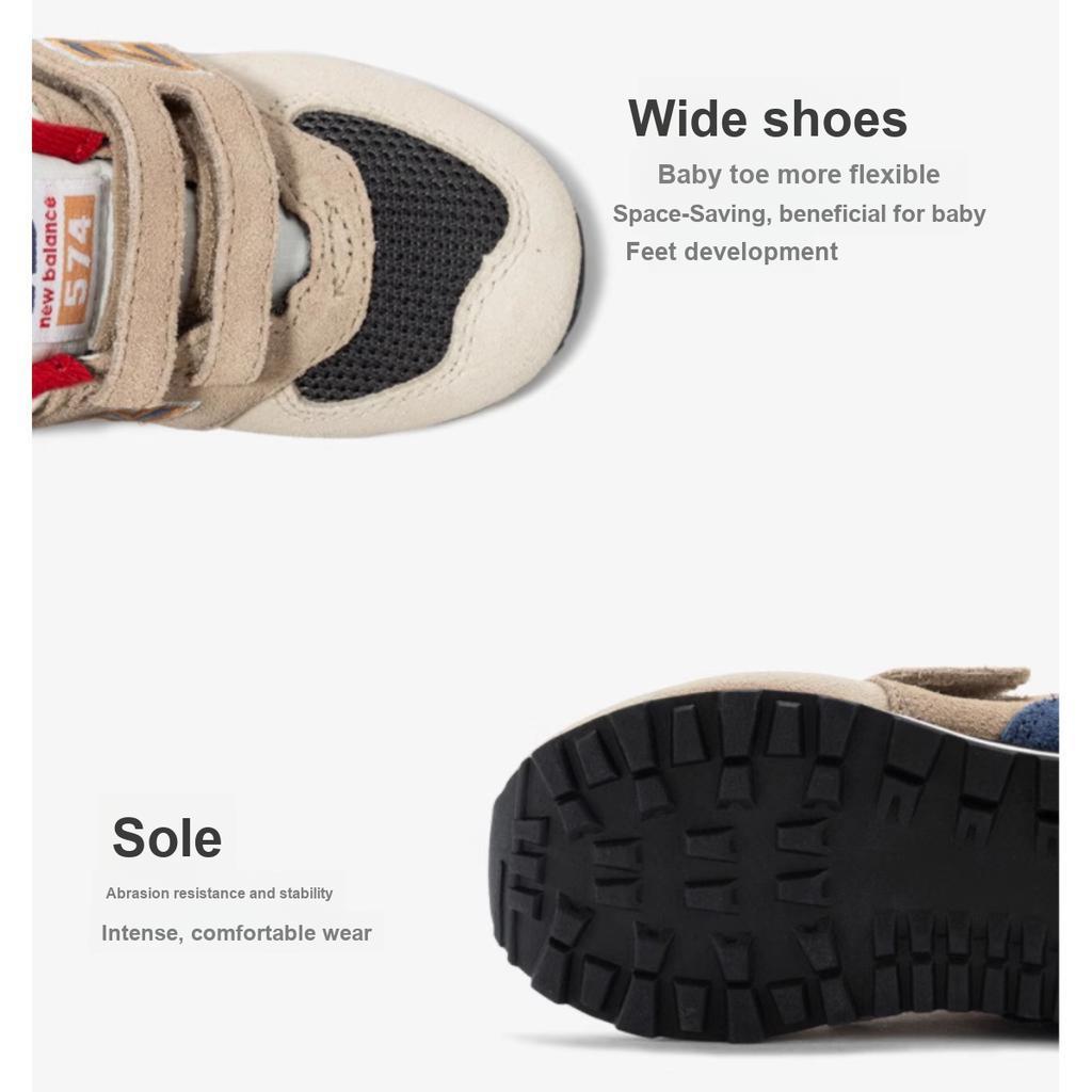 New Balance Удобная Прочная Обувь для Ходьбы с Низким Верхом Детская Обувь Бежевый Темно-Синий IV574LC1