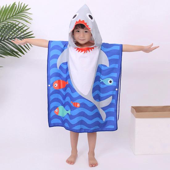Children Bath Towel Cartoon Printing Kids Beadch Hooded Bath Wrap Poncho Quick-drying
