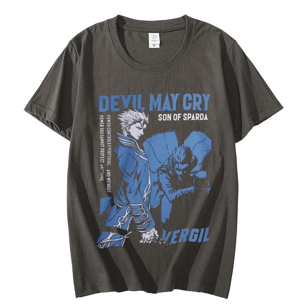 Горячая игра Devil May Cry Графические футболки Модные винтажные футболки большого размера с коротким рукавом Унисекс Повседневные хлопковые футболки Уличная одежда